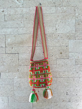 Load image into Gallery viewer, Wayuu Mochila Medium Pink and Green