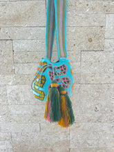 Load image into Gallery viewer, Wayuu Mochila Medium Teal and Orange