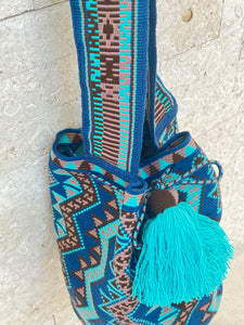 Wayuu Mochila Large 2 Toned Blue